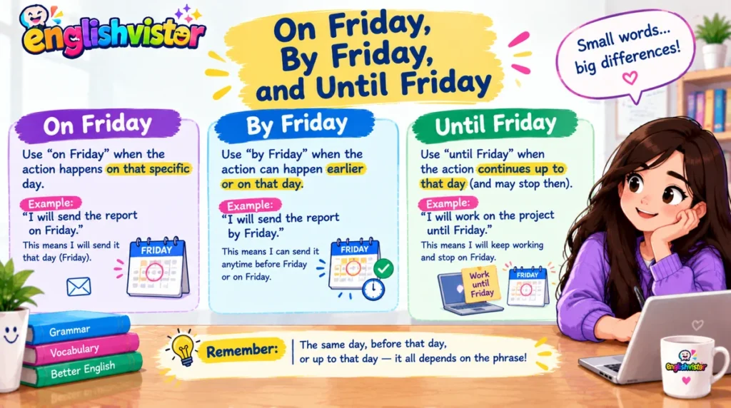 'On Friday,' 'By Friday,' and 'Until Friday' 