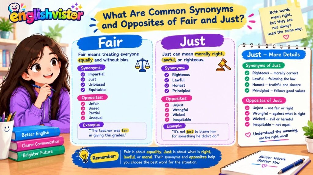 What Are Common Synonyms and Opposites of Fair and Just?